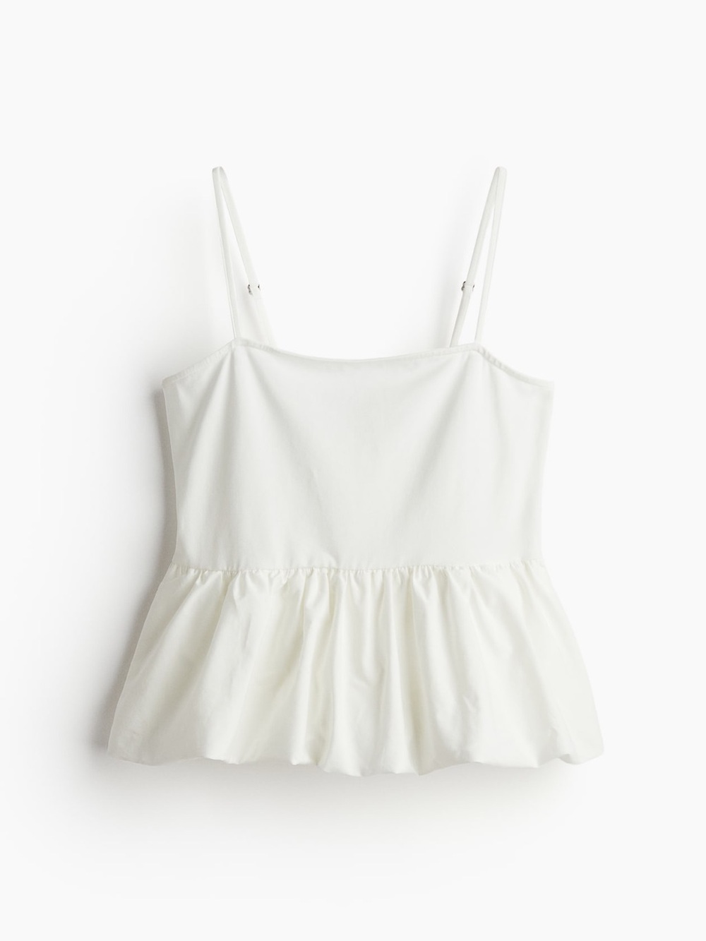 Divided White Peplum Camisole with Adjustable Straps